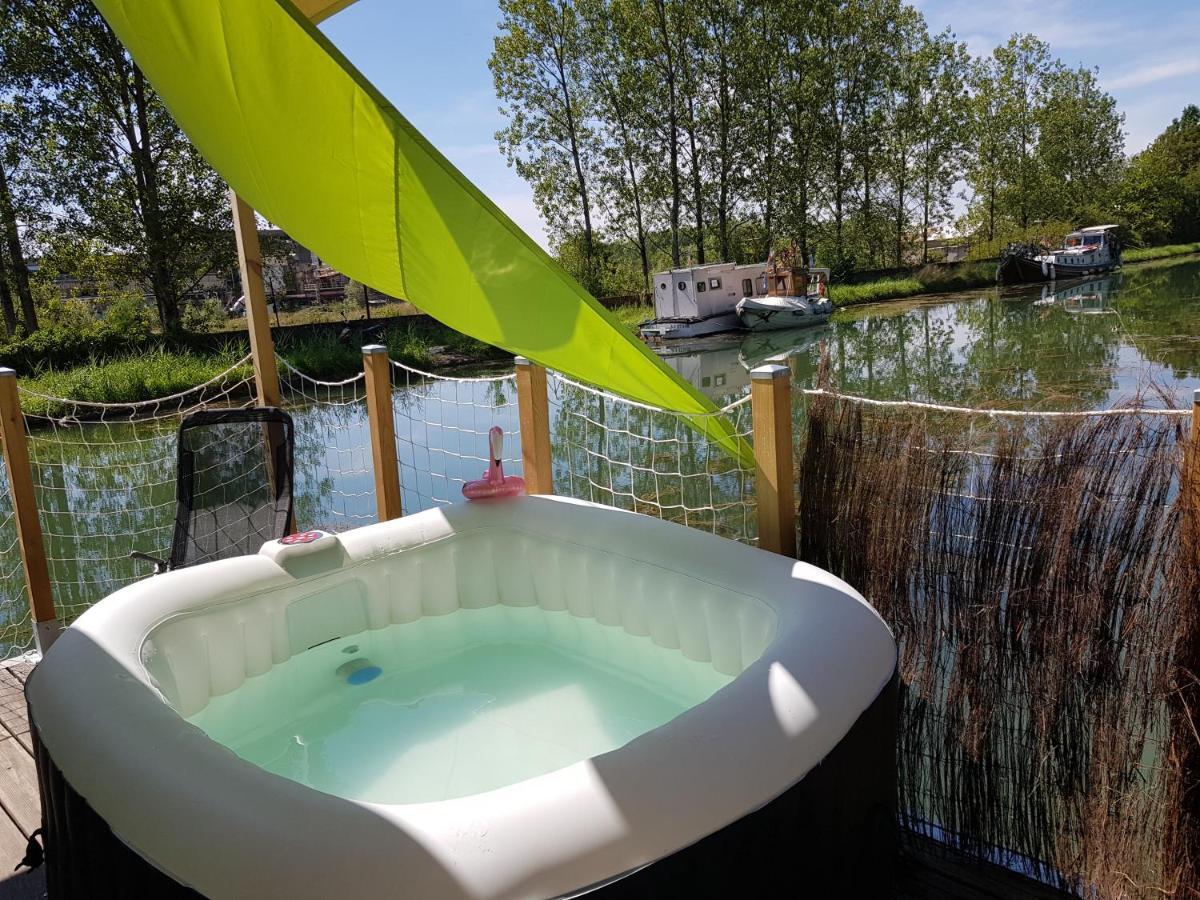 Cottage Flottant Saint Jean De Losne Option Jacuzzi Bagian luar foto